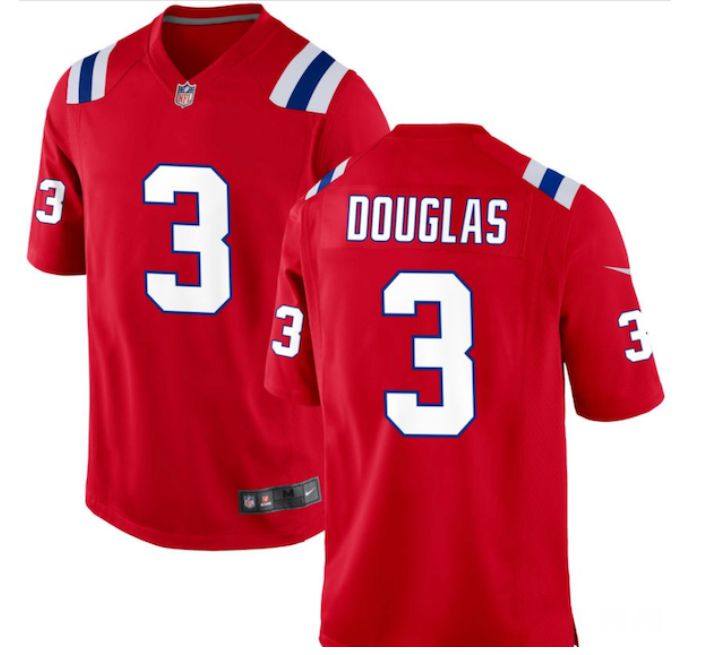 youth New England Patriots #3 Douglas red 2024 Nike NFL jersey->customized nhl jersey->Custom Jersey